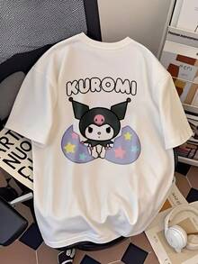 Women's Short-Sleeved T-Shirt With A Black And White Shell-Breaking Print, Featuring A Dark, Sweet, And Fresh Style. It Has A Loose Fit And Is Suitable For Birthday Gifts And Valentine's Day Presents. | Exquisite Design | Loose And Comfortable | Easy To Match | - 白色胸前大圖 - 查看 7