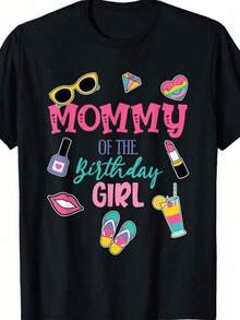 Camisetas Familiares a Juego con Temática de Spa para la Mamá de la Celebrante de Cumpleaños - Nuevas Camisetas de Mujer para Primavera/Verano - Artículos de Regalo Esenciales - Ropa Elegante para Mujer - Negro - Ver 7