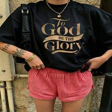 Heartfelt Daily Casual Graphic T-Shirt 100% Cotton Oversized Soft Breathable Casual Crewneck Short Sleeve Top Red Checkered Shorts Street Style Aesthetic Daily Trendy Basic Casual Wearers Fashion Lovers Daily Outfit Enthusiasts Gift Givers - Negro - Ver 2