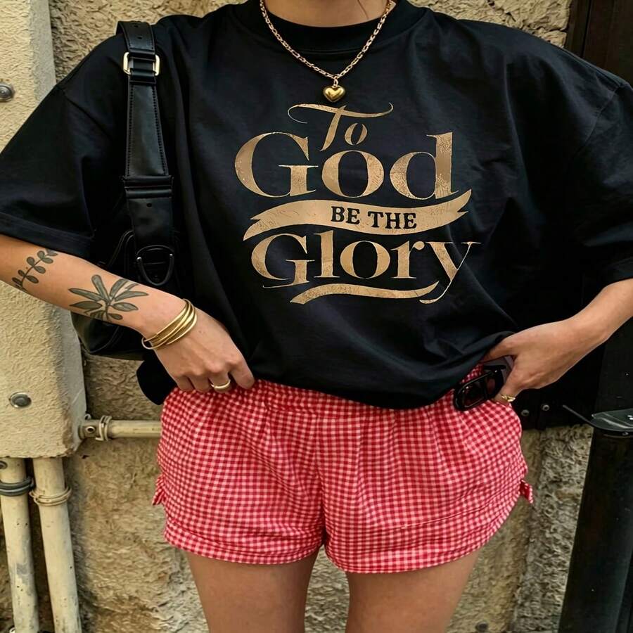 Heartfelt Daily Casual Graphic T-Shirt 100% Cotton Oversized Soft Breathable Casual Crewneck Short Sleeve Top Red Checkered Shorts Street Style Aesthetic Daily Trendy Basic Casual Wearers Fashion Lovers Daily Outfit Enthusiasts Gift Givers