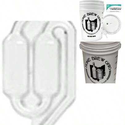 6.5 Gallon Fermenting Bucket With Grommeted Lid And Twin Bubble