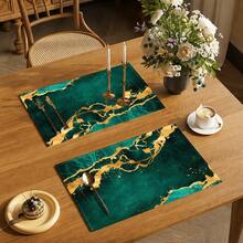 1 pieza Mantel individual de lino texturizado dorado, tapete para desayuno, posavasos de café, base para tazón, accesorio de cocina, fácil de limpiar, apto para el hogar, restaurante, decoración del comedor, regalo festivo, regalo para amigos, juego de múltiples piezas - Multicolor - Ver 1