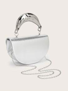 Elegant Patent Leather Women's Handbag, Minimalist Clutch Bag With Chain, Lightweight Luxury Handbag For Parties/Evenings, Perfect Birthday Gift For A Girlfriend, Suitable For Parties - 銅色 - 查看 5