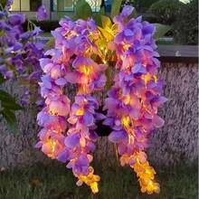 1件裝逼真戶外太陽能紫藤花LED燈,太陽能花園燈,太陽能供電,耐用ABS材質,光感自動控制,黃昏自動開啟,適合戶外花園庭院景觀裝飾,必備戶外裝飾,秋季裝飾,萬聖節裝飾 - 多款式 - 查看 3
