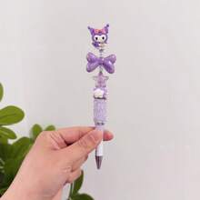 SANRIO （单支装）三丽鸥DIY串珠笔 - 时尚钻石造型圆珠笔 - 三丽鸥IP主题（蝴蝶结和星星图案） - 渐变笔杆，适合学生和日记本 - 小巧的生日礼物 - A - 查看 9