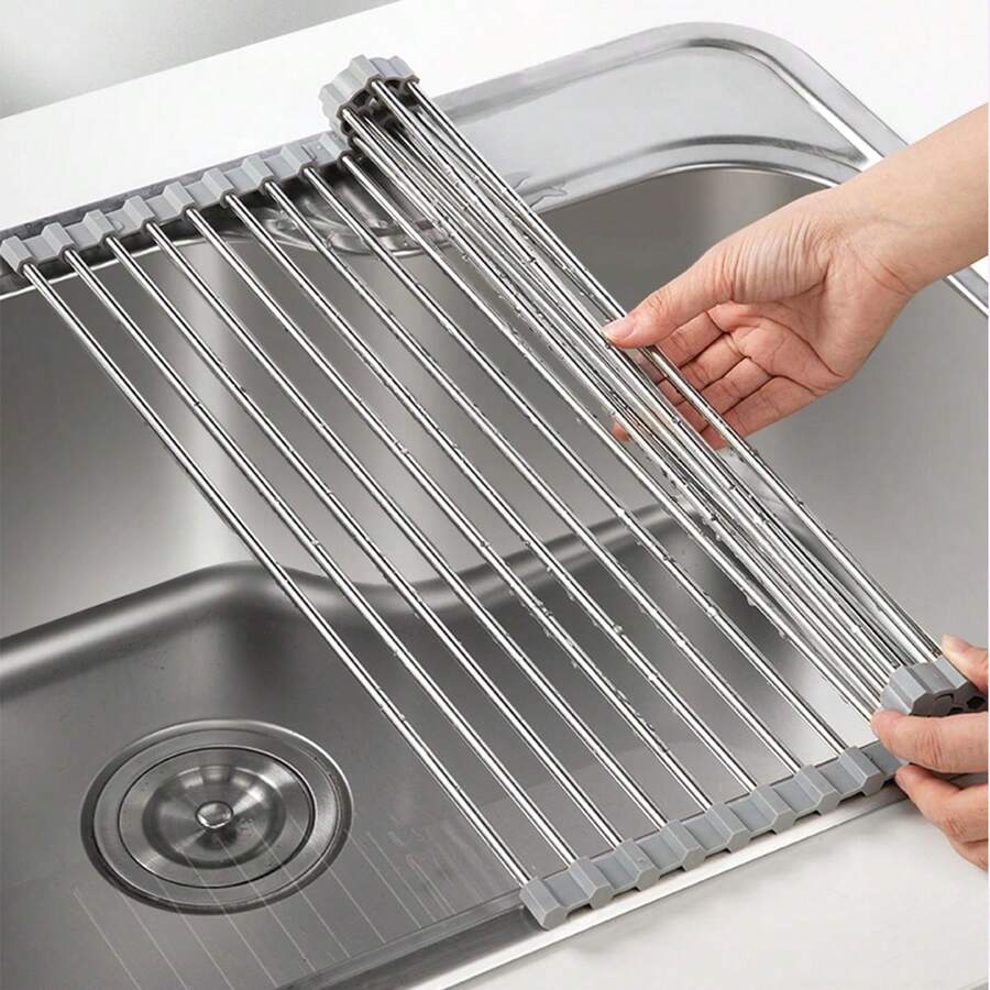 Brodark Giá để chén đĩa gấp gọn bằng thép không gỉ, giá phơi chén đĩa treo tường, tiết kiệm không gian mặt bàn, giải pháp lưu trữ nhà bếp hiện đại tối giản. - Xám - Xem 1