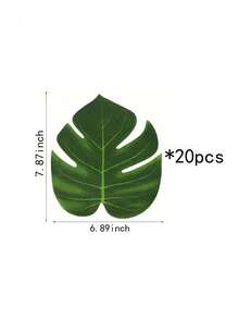 10/20/30/40/50/78pcs Artificial Palm Leaves, Large Leaf Placemats, Green Palm Leaves Party Decor, Tropical Tabletop Decor, Hawaiian Leaves Decor, Wild Animal Leaves Decor, Fake Plants - Green - View 11