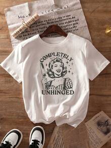 Women's T-Shirt With A Fun And Scary Design Inspired By The Poster Of The Punk Rock Band, Soft Fabric, Casual And Versatile. - 白色 - 查看 7