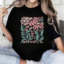 1 Pieza de Camiseta Casual de Moda para Hombres y Mujeres.Versátil, fácil de combinar, adecuada para uso diario, estilo urbano, ropa de vacaciones, ropa de fin de semana. - Negro - Ver 5