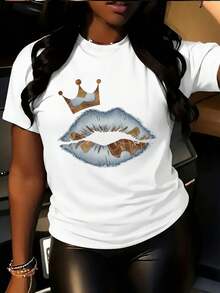 Women's Casual Short-Sleeved T-Shirt, Comfortable And Well-Fitting, Versatile Style, Essential For Outdoor Travel, Women's T-Shirt, Spring And Summer T-Shirt. - 白色 - 查看 1