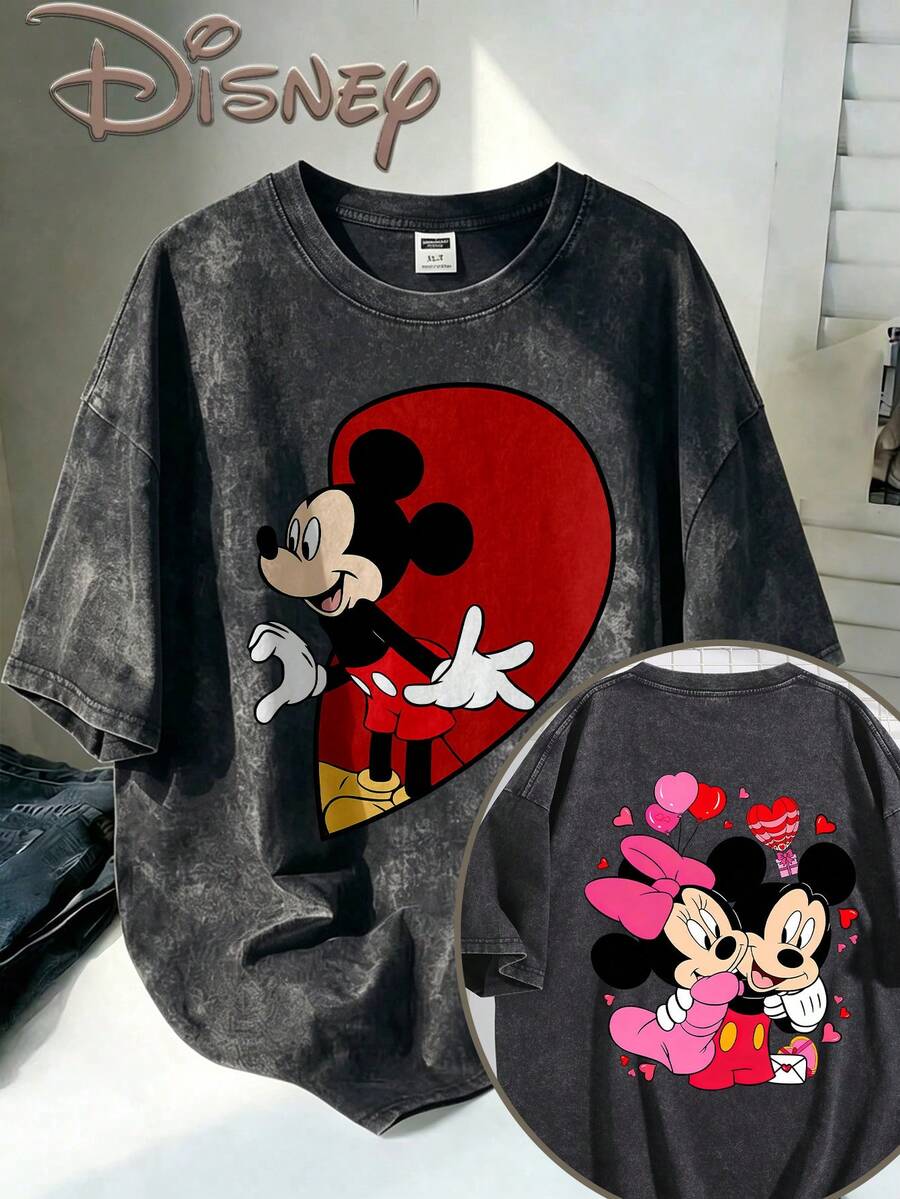 Disney Oversize Round Neck Washed T-Shirt With Disney Mickey Mouse Print, Disneyland, Disney Animal Kingdom, Disney Family Vacation Trip, Summer Outfits For Women, Vacation Outfits Women, Dresses,, Dresses For Women, Summer Clothes, Summer Tops, Capris For Women, Rompers For Women, Jeans For Women, Jorts, Graphic Tees Women, Tank Tops Women, Dresses For Women Summer, Summer Tops, Summer Clothes, Summer, Swimsuits For Woman, Bathing Suits For Women, Bikinis, White Tank Top, Women Sweatshirts & Hoodies, Cord Sets For Women, Trajes Elegantes De Mujer, Conjuntos De Dos Piezas Para Mujer, Skirt Two Piece Set, Conjuntos De Mujer, Blusas, Trajes De Mujer Casual, Free Shipping, Co Ords Sets Women, Faldas - Black - View 1