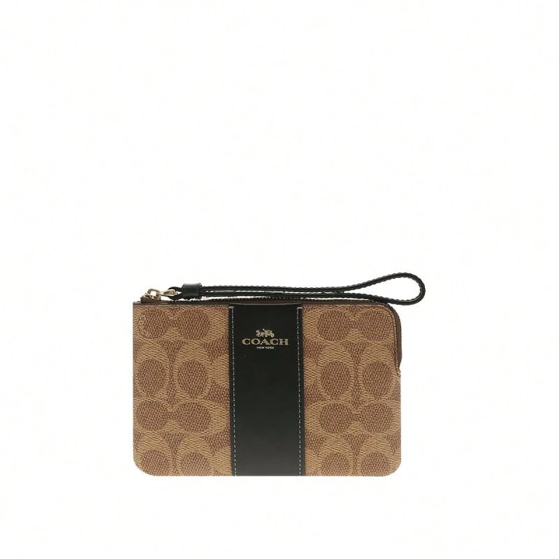 Coach品牌Logo女士手拿包 - 卡其色配黑色CW854IMQRX - 查看 1