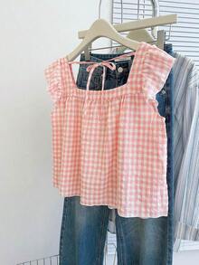 Blusa con volantes en el bajo nueva para otoño, estilo lindo para mujer - Rosa coral - Ver 2