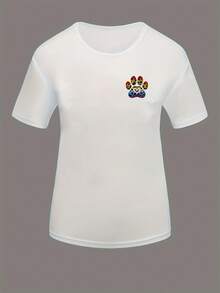 Women's Short-Sleeved T-Shirt, Vacation Style, Elegant And Casual, Summer Top That Goes With Everything. - 白色 - 查看 3