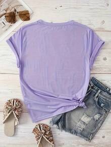 Camiseta de Cuello Redondo para Mujer, Nueva Blusa de Verano para Uso Diario - Blanco - Ver 9