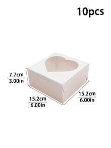 5pcs/10pcs/20pcs New Heart-Shaped Window Bakery Snack Boxes, With Transparent Window For Placing Cakes, Cupcakes, Cookies, Brownies, Donuts, Pastry Packaging Boxes - Multicolor - View 15