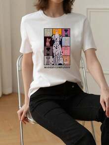 Nueva camiseta de verano para mujer, de manga corta, diseño ajustado, estilo casual. - Blanco - Ver 2