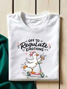 Camiseta "Vaya a regular las emociones", Camiseta "Ganso tonto", Camiseta de salud mental, Camiseta de terapeuta, Regalo para consejero, Camiseta divertida de profesor "Ganso" SH-109 - Blanco - Ver 1