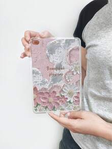 1pc 3D Impasto Oil Painting Floral Visual Effect Transparent Flat Protective Case, Covers, Vintage Soft Pink High-End Atmosphere Full-Body Anti-Fall Protective Case, Ins Art Style Slim Fit, Compatible With IPad Case, Compatible With IPad A16 Case, Fast Delivery, Suitable For Mother's Day, Valentine's Day, Girlfriend's Day, Birthday, Spring Season, Back To School Gifts, Daily Use - Clear - View 31