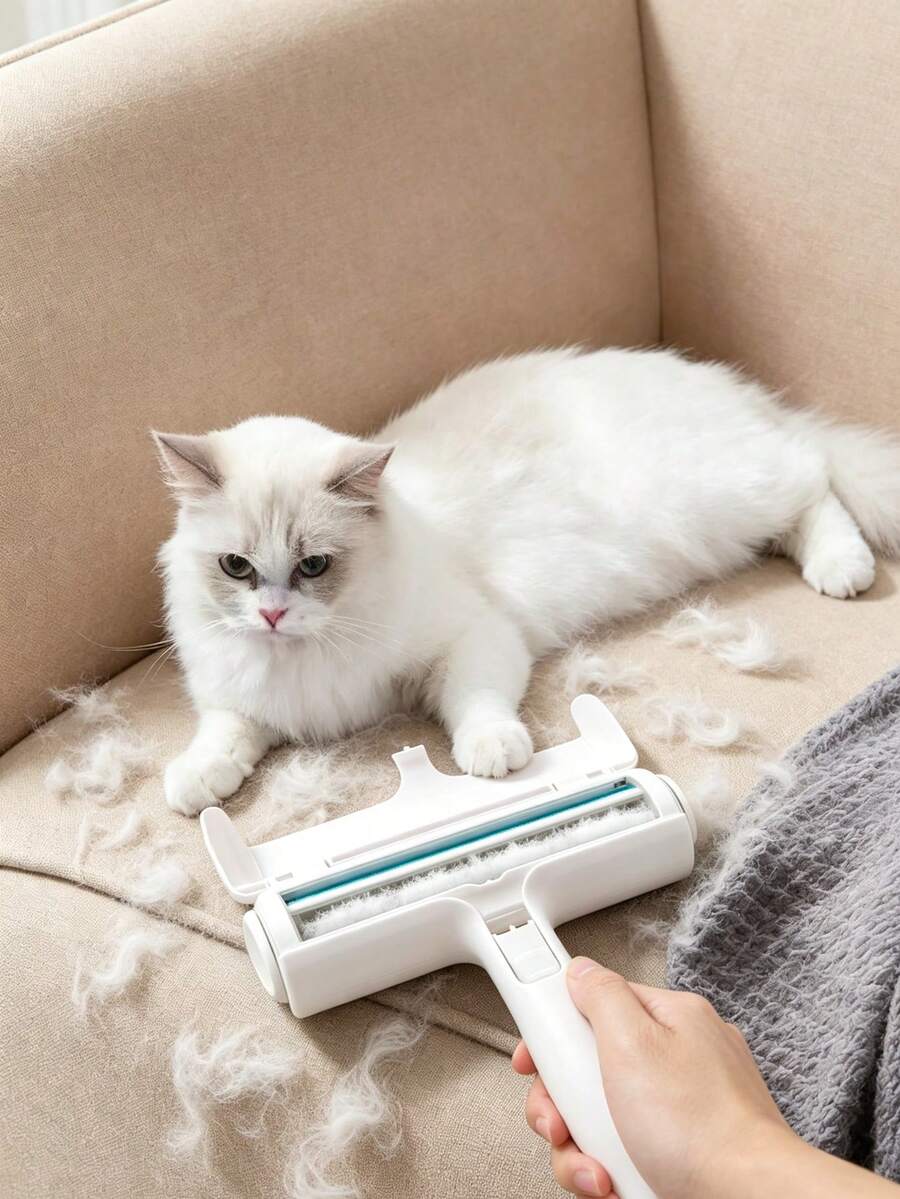 可重复使用的宠物毛发清洁滚筒,带可视窗口,适用于清洁狗猫毛发,可用于家具、沙发、地毯和床上用品等表面。 - Pet Hair Remover Roller - 查看 1