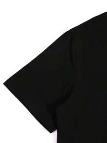 Camiseta de mujer de manga corta, cuello redondo, ajustada, de gran tamaño [Estampado a doble cara] Camiseta casual de verano para mujer, estilo vintage, estampado de palmera y pájaro VALIJA - Negro - Ver 5