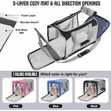 For Large Cats Of 20 Lbs, Collapsible Carrier Bag For Big Cat Or 2 Kittens,Soft Sided Puppy Carrier With Sturdy Travel Transport Strap, Adequate Ventilation, 4 Mesh Windows (Black) - 1 - View 4