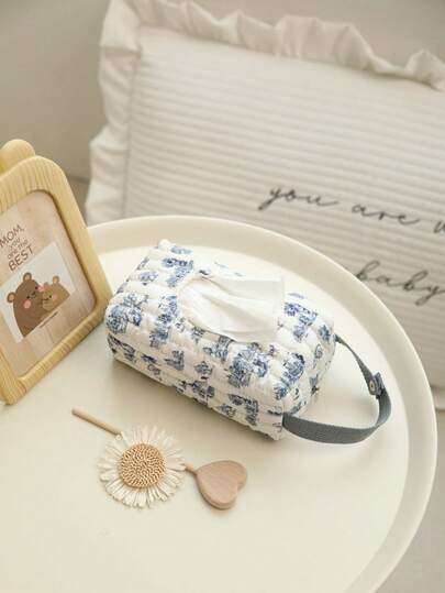 Floral Wipe Pouch Travel Wipe Storage Case For Mom And Dad, Quilted Mini Diaper Bag Wipe Organizer, Foldable Tissue Pouch For Car And Home,With Handle, Machine Wash