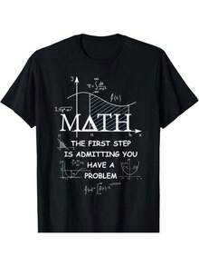 Talla Grande, Divertido Regalo para Profesor de Matemáticas - Camiseta para Hombre con la Frase "El Primer Paso Es Admitir Que Tienes Un Problema" - Negra con Fórmulas Matemáticas en Blanco (Pendiente, Derivada, Infinito) - Camiseta Casual de Corte Regular para Profesionales - Negro - Ver 6