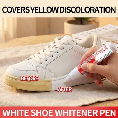 Shoe Whitening & Color Restoring Pen - White Color Restoration Pen For Sports Shoes, Suitable For Various Shoes Like Sports Shoes, Canvas Shoes, High Heels, Etc. Whitens And Restores Shoe Color, Non-Fading, Easy To Use, Durable Shoe Dye