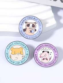 1 chiếc/bộ Ghim cài áo men hình gấu trúc, chuột hamster, thú có túi, câu lạc bộ tâm trạng động vật, trang sức hình động vật - Nhiều màu - Xem 6