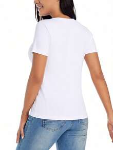 Camiseta Divertida e Informal de Verano para Mujer - Camiseta con Gráfico "Tough Cookie" de 180G, Perfecta para Regalos y Fiestas, Camiseta de Manga Corta Informal de Verano para Mujer - Alta Calidad - Blanco - Ver 2
