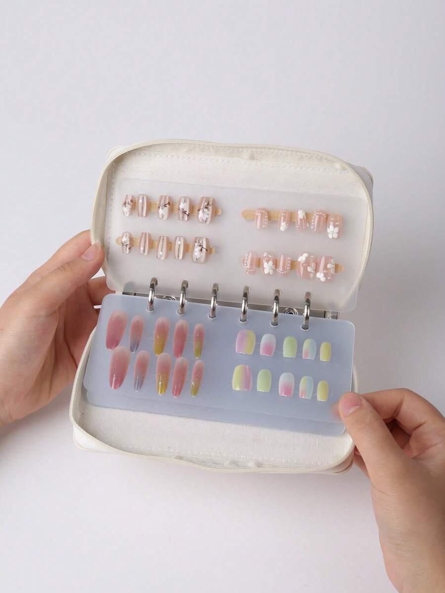 Nail Art Carrying Case, Dust-Proof Storage Box, Portable Nail Tip Display Organizer With Large Capacity Double-Sided Pages - View 1