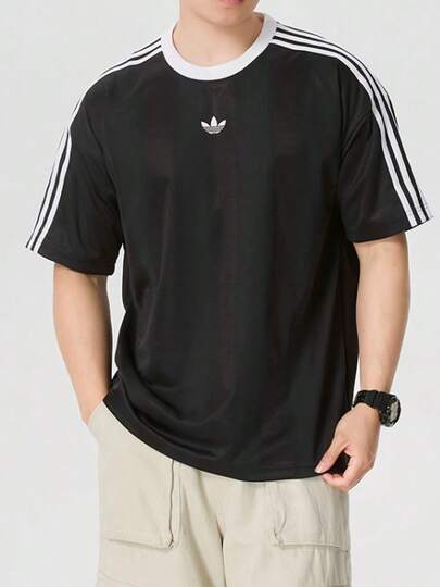  adidas Originals ADICOLOR FW25 JACQUARD JERSEY Lös rund hals randig bekväm pullover kortärmad t-shirt för män