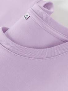 Camiseta de manga corta de talla grande para mujer , nueva ropa de verano popular para mujer de talla grande, corte holgado, 100% algodón puro, suave - fácil de usar, lavar y cuidar. - Púrpura malva - Ver 3