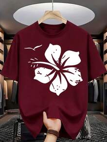 Fashionable T-Shirt, 100% High-Quality Cotton, Creative "Fun Retro" Print, Women's American Street Style Top, Round Neck, Loose Fit, Plus Size, Short Sleeves, Suitable For Valentine's Day, Easter, And As A Gift. NKBK - 紅色 - 查看 6