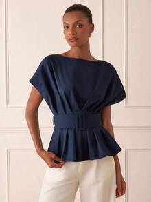 Elegant Women's Shirt With A Fitted Waist, A Stylish And Versatile Blouse Suitable For Work, Casual Outings, Meetings, Dates, Parties, Leisure, Vacations, Summer, And Holiday Travel. - 黑色 - 查看 1