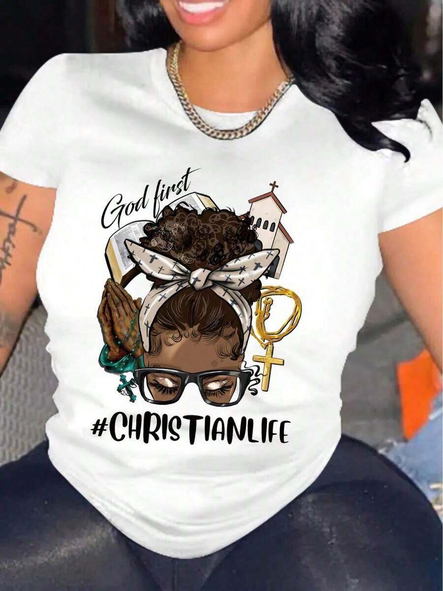 Playeras casuales de mujer con estampado de figura, camiseta de cuello redondo, camiseta casual de manga corta, ropa de mujer para primavera y verano, camisetas gráficas, ropa occidental para hombre, camisas para hombre, camisetas gráficas, ropa de mujer, tops de verano, ropa de verano, camisetas gráficas, ropa . - Blanco - Ver 1