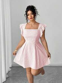 Vestido elegante con volantes en el bajo en color amarillo claro - Rosa - Ver 3