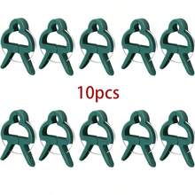10pcs Plant Fixing Clip, Green Garden Clip, Tomato Garden Plant Clip, Plastic Clip, Sturdy Material, Reusable, Easy To Carry, Suitable For Any Occasion, Tomato Binding Grape Vine Fixing Clip Accessories, Garden Flower Tools, Garden Clip, Greenhouse Fixing Clip, Greenhouse Accessories - A - View 8