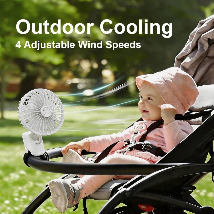 Personal Portable Fan, Desktop Quiet Small Fan, 4-Speed Adjustable Modes, USB Charging Function, 360° Flexible Neck Fan. Suitable For Home, Beach, Office, Dorm, Bedroom, Indoor, Outdoor, Stroller, Travel Essential, Summer Gift - WQ-fS01B - View 1