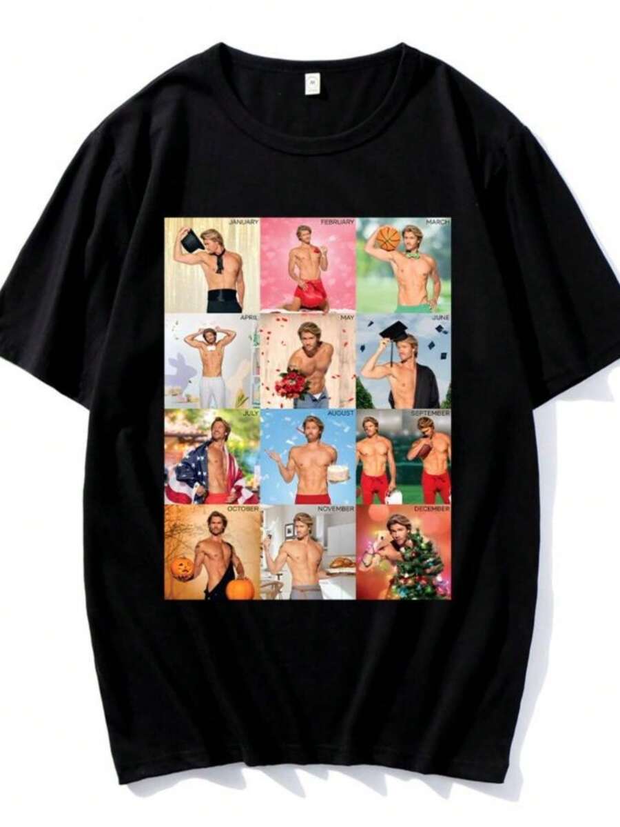 Women's Blouses The Merry Gentlemen Film Tshirts Chads Michael Murray Calendar Tees Sexy Cotton Women Men Tops Trendss Versatile Clothing T-Shirts - 黑色 - 查看 1