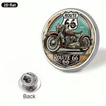 2D Flat - 2D Flat Motorcycle Brooch, Stainless Steel Material, Round Glass Top, Unique Creative Accessory Suitable For Backpacks, Clothes, Collars And Hats - A - View 6