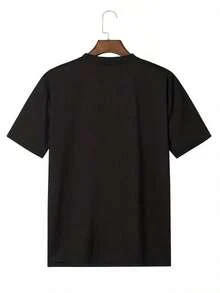 Camiseta de Algodón Puro para Hombre Talla Grande My Old Greg IllustratedPlus - Corte Holgado, Cuello Redondo, Manga Corta, Estilo Casual de Verano, Estampado Gráfico Elegante - Negro - Ver 3