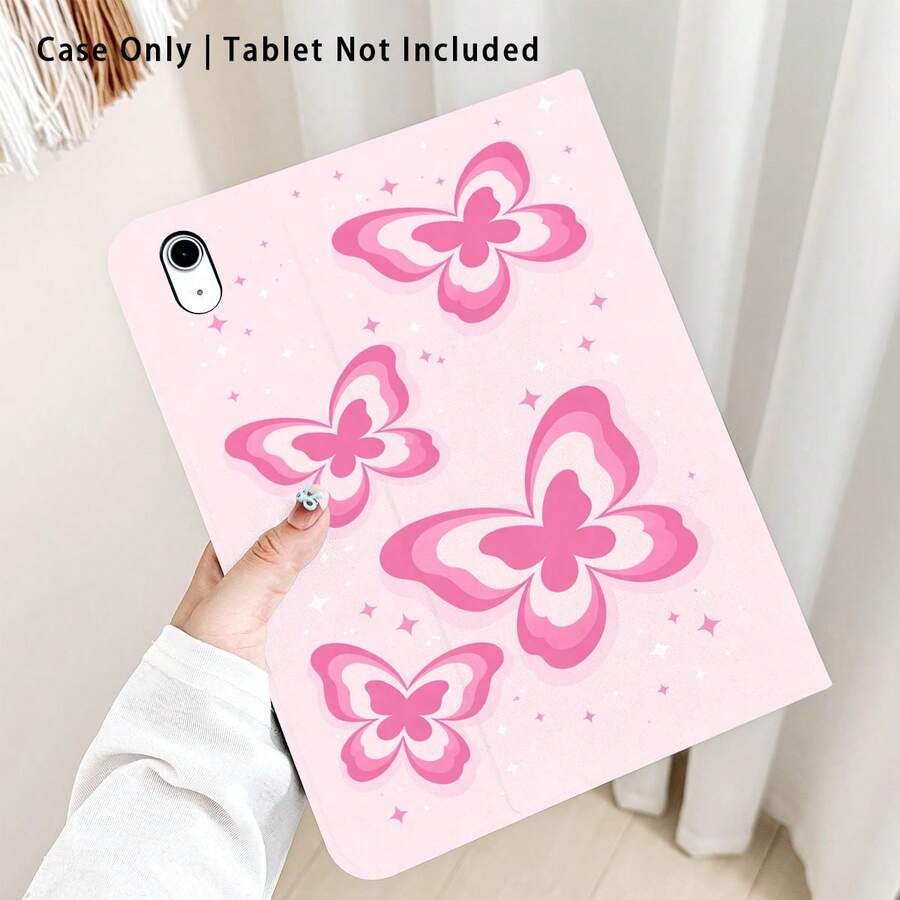 1个蝴蝶星形图案翻盖平板电脑保护套,带笔槽,兼容荣耀Pad 8/9/10、荣耀GT 11.5英寸/X7/X8A/X9/X8Pro/X9Pro/V9/V8 Pro、MatePad 11英寸(2023/2022)、苹果第十代/11英寸(2025)(A16)、A9/A9+/A11/S11/S10 FE+,具备自动休眠/唤醒功能,适合作为返校、情人节、节日礼物。 - 彩色 - 查看 1
