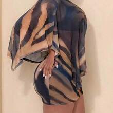 Women's Sexy & Elegant Asymmetric Collar Zebra Print 2 Pieces Set, Medium Stretch, Suitable For Party Wear - Burdeos - Ver 3