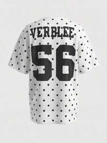 Camiseta de fútbol de malla con estampado de lunares negros y blancos en estilo Y2K - Parte superior holgada de estilo urbano en talla extra grande de color negro y blanco - Blanco - Ver 2
