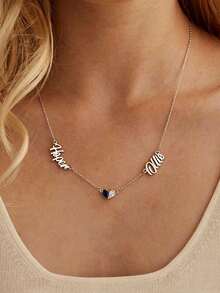 1 Pc Double Name Necklace, Custom Necklace, Birthstone Necklace, Gold Necklace, Anniversary Gift, Grandma Gift For Mom, Mothers Day Gift For Her - Multicolor - View 8