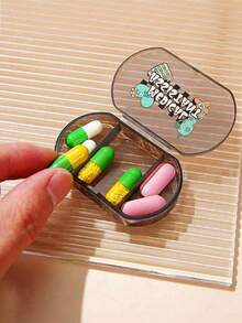 Plastic Transparent Small Medicine Box With The Word "Drug Assistant" Pattern, Portable Drug Storage Box, Mini Plastic Box, Portable Jewelry And Medicine Box, Travel Medicine Box, Large Capacity Storage Room, Weekly Drug Packaging Box, Suitable For Daily Medication And Vitamins, Essential Items For Doctors And Nurses, Emergency Needs, Travel, Hiking Carrying, Personalized Creative Gifts - Multicolor - View 4