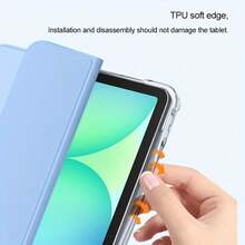 适用于华为MatePad SE 11英寸平板电脑的保护套，带笔槽，智能休眠/唤醒功能，智能平板电脑保护壳，可自由DIY磨砂背板，三折式平板电脑保护套，气垫防摔防震，也适用于华为MatePad/Tab M11、Pad2/荣耀Pad/Tab/MatePad/荣耀等平板电脑。 - 黑色 - 查看 8