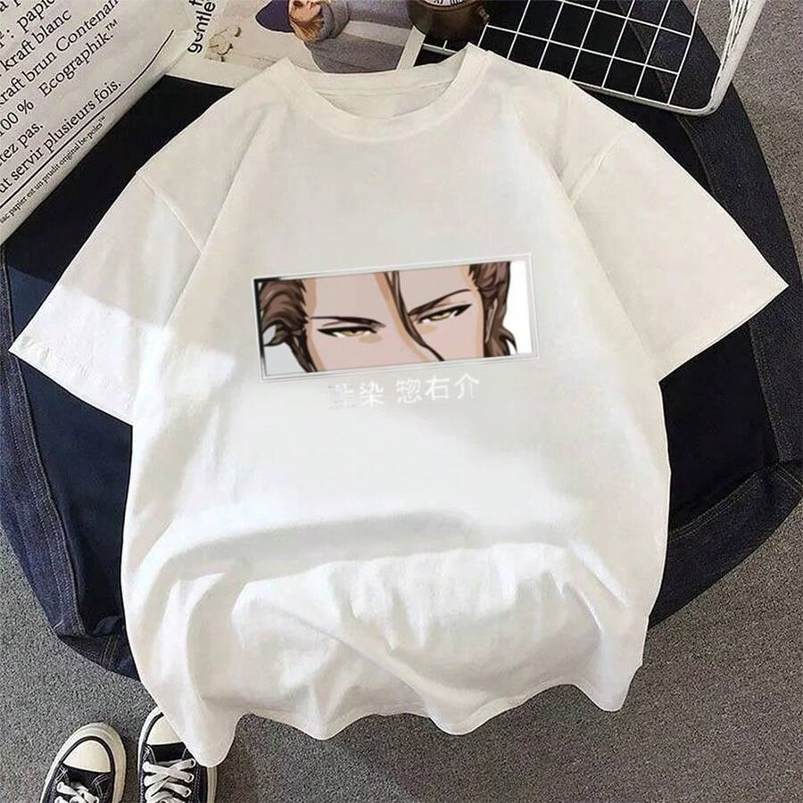 Camiseta unisex de Sosukes-Aizens---Bleach con estampado de personajes de anime para verano, cuello redondo, estilo casual y urbano. - Blanco - Ver 1
